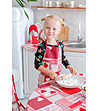 Детска памучна престилка за готвене в червено и цвят крем със сърца Heart-0 снимка