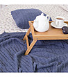 Тъмносиньо одеяло с вълна в цвят пудра 90х130 см-1 снимка