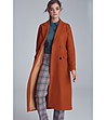 Дамско дълго палто в цвят коняк Roni-3 снимка