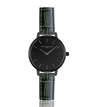 Черен дамски часовник с кожена каишка в цвят графит Amelia снимка