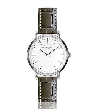 Дамски сребрист часовник с каишка в цвят мока Denia снимка