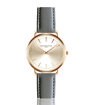 Дамски розовозлатист часовник със сива каишка Emilia снимка