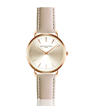 Дамски розовозлатист часовник с каишка в цвят крем Emilia снимка