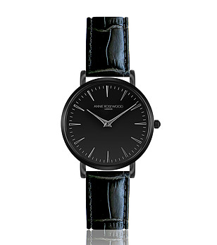 Дамски черен часовник с каишка с релеф Narina снимка