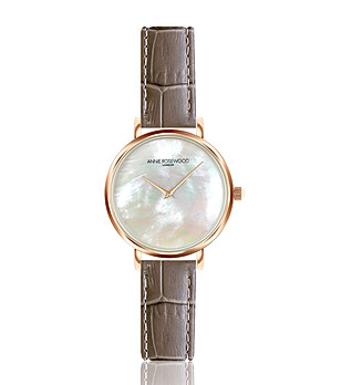 Розовoзлатист дамски часовник с каишка в цвят мока Mia снимка