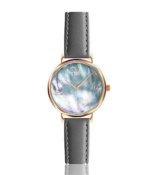Розовoзлатист дамски часовник с ефектен циферблат и сива каишка Nila снимка
