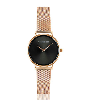 Розовозлатист дамски часовник с черен циферблат Lenitta снимка