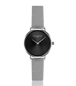 Сребрист дамски часовник с черен циферблат Lenitta снимка