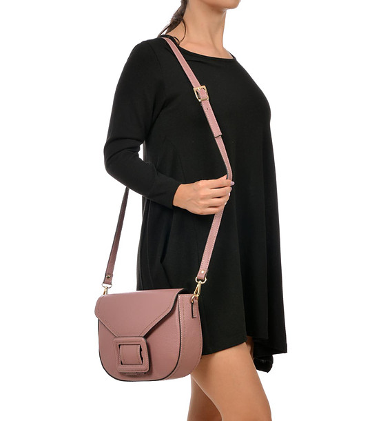 Розова дамска кожена чанта за рамо Irona снимка