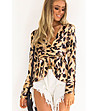 Бежова дамска блуза с леопардов принт Tola-0 снимка