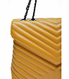 Дамска чанта в цвят горчица от естествена кожа Rinea-2 снимка