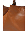 Дамска чанта от естествена кожа в цвят коняк Kalia-2 снимка