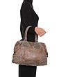 Кафява дамска чанта с декорация от капси Liona-4 снимка