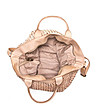 Дамска кожена чанта в бежово Mila-3 снимка