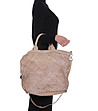 Дамска кожена чанта в бежово Mila-4 снимка