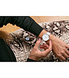 Розовозлатист дамски часовник с бяла каишка Erika-1 снимка