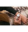 Розовозлатист дамски часовник с каишка в цвят крем Erika-1 снимка