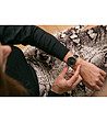 Розовозлатист дамски часовник с черна каишка с релеф Tima-1 снимка