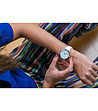 Дамски сребрист часовник с бяла каишка Denia-1 снимка