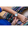 Дамски сребрист часовник с каишка в цвят мока Denia-1 снимка