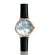 Розовoзлатист часовник с ефектен циферблат и кожена черна каишка Nila-0 снимка