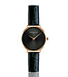 Розовозлатист дамски часовник с черна каишка с релеф Lenitta-0 снимка