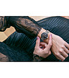 Сребрист дамски часовник с черен циферблат Lenitta-1 снимка