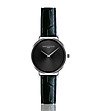 Дамски часовник в сребристо и черно с кожена каишка Lenitta-0 снимка