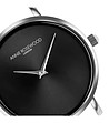 Дамски часовник в сребристо и черно с каишка в цвят мока Lenitta-2 снимка