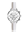 Дамски часовник хронограф в сребристо с бяла кожена каишка Ivy-0 снимка