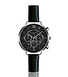 Дамски часовник в черно и сребристо с кожена каишка Venus-0 снимка