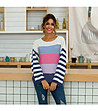 Дамски многоцветен пуловер на райе Abena-0 снимка