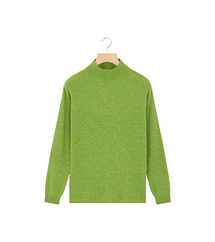 Дамски пуловер с естествени влакна в зелен нюанс Stella снимка