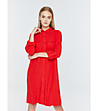 Червена рокля с лен Kyla-2 снимка
