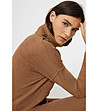 Дамски пуловер в кафяв нюанс с естествени влакна Issy-3 снимка