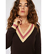 Дамски пуловер от памук и кашмир в тъмнокафяво Bianka-2 снимка