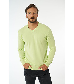 Светлозелен памучен мъжки пуловер Zolia снимка