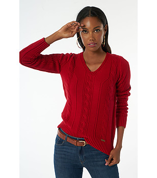 Мек дамски пуловер в червено Lorenza снимка
