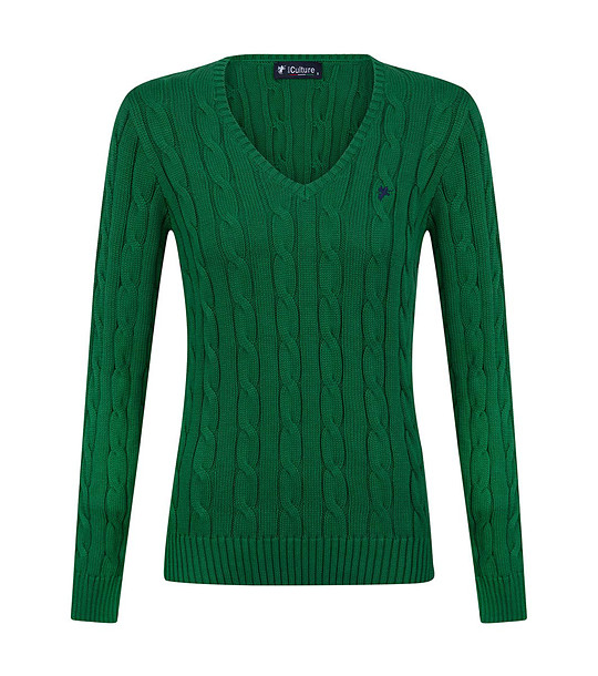 Зелен дамски памучен пуловер Izala снимка