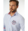 Светлосиня памучна мъжка риза Kosta-2 снимка