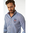 Синя памучна мъжка риза Rodrigues-3 снимка