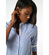 Памучна дамска раирана риза в синьо и бяло Adoracion-3 снимка
