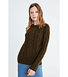 Плетен дамски пуловер в цвят каки Letizia-0 снимка