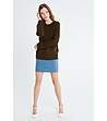 Плетен дамски пуловер в цвят каки Letizia-3 снимка