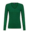 Зелен дамски памучен пуловер Izala-0 снимка