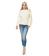 Ефектен дамски пуловер в цвят крем Modelia-3 снимка