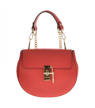 Малка червена дамска кожена чанта Tessi снимка