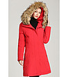 Дълго дамско зимно яке в червено Elvia-2 снимка