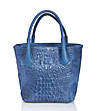 Дамска велурена чанта с ефектен релеф в синьо Fanny-0 снимка