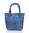 Дамска велурена чанта с ефектен релеф в синьо Fanny-1 снимка